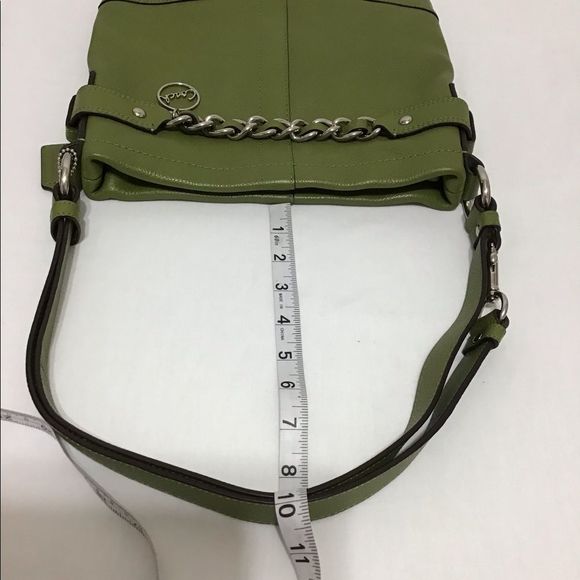 Coach Rare Green Leather Shoulder Crossbody Bag Good PreOwned Condition - Picture 8 of 13